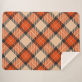 Orange Brown Tartan Pattern Sherpadecke (Vorderseite (Horizontal))