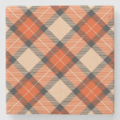 Orange Brown Tartan Pattern Steinuntersetzer (Vorderseite)
