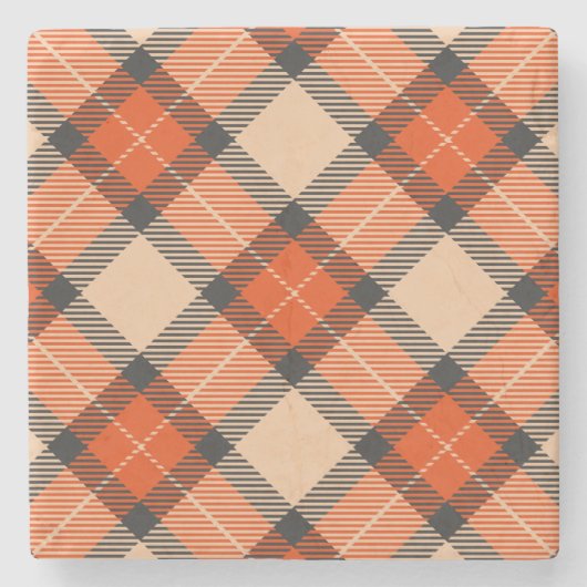 Orange Brown Tartan Pattern Steinuntersetzer (Vorderseite)
