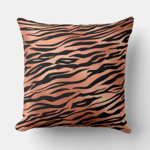 Orange/Brown Tiger Shimmer Reversible Pilz Kissen