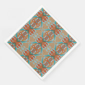 Orange Brown Türkise Blue Eclectic Ethnic Look Serviette (Ecke)