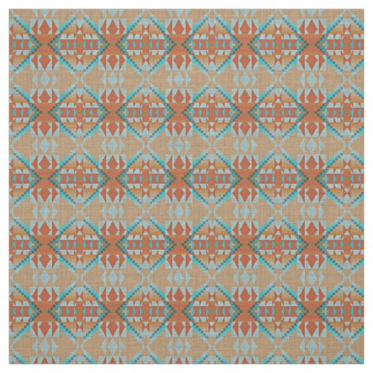 Orange Brown Türkise Blue Eclectic Ethnic Look Stoff (Muster)