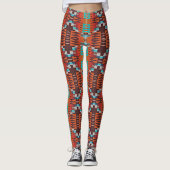 Orange Brown Turquoise Blue Eclectic Ethnic Art Leggings (Vorderseite)