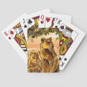 Orange Brown Wildlife Safari Löwen Zeichnend Spielkarten (Rückseite)