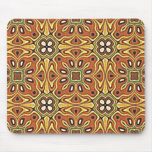 Orange Brown Yellow Green Nouveau Deko Pattern Mousepad (Vorne)