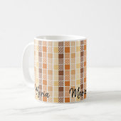Orange Brown Yellow Karierte Tasse (Vorderseite Links)
