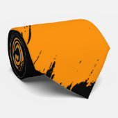 Orange Brush Moderner schwarzer Hintergrund #2 Krawatte (Gerollt)