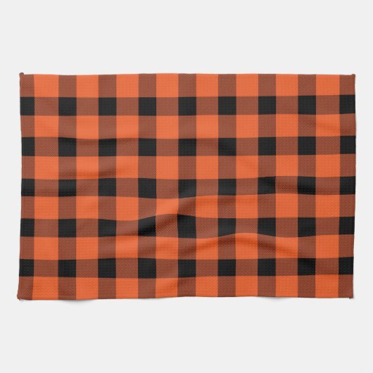Orange Buffalo Country Lumberjack Kariert Geschirrtuch (Horizontal)