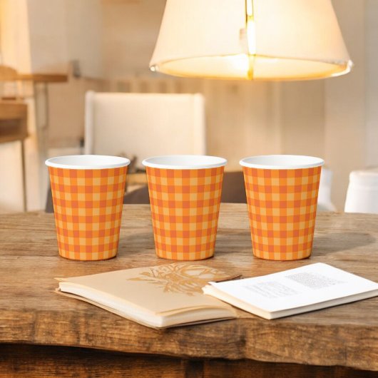 Orange Buffalo Kariert Holiday Pappbecher