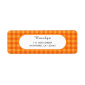 Orange Buffalo Kariert Holiday Return Address Labe (Vorne)