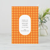 Orange Buffalo Kariert Typografy Holiday Card (Stehend Vorderseite)