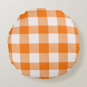 Orange Buffalo Karo Rundes Kissen