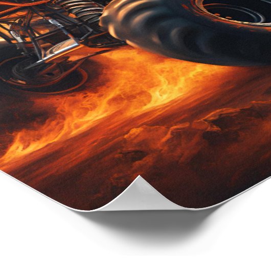 Orange Bull Monster Truck Individuelle Name Poster (Ecke)