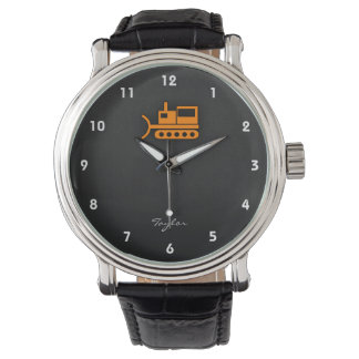 Orange Bulldozer Armbanduhr