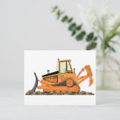 Orange Bulldozer Postkarte (Stehend Vorderseite)