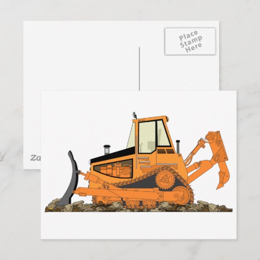 Orange Bulldozer Postkarte (Vorne/Hinten)