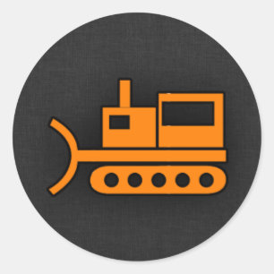 Orange Bulldozer Runder Aufkleber
