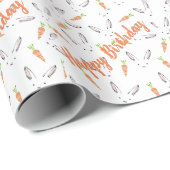 Orange Bunny Happy Birthday Wrapping Paper Geschenkpapier (Rolleneckpunkt)