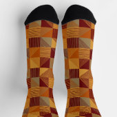 Orange, Burgund, braune Karos mit Lines Socken (Oben)