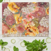 Orange Burgund Herbst Herbst Farbe Blumen Geschirrtuch (Gefaltet)