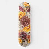 Orange Burgund Herbst Herbst Farbe Blumen Skateboard (Vorderseite)