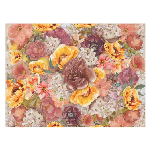 Orange Burgund Herbst Herbst Farbe Blumen Tischdecke (Vorderseite (Horizontal))