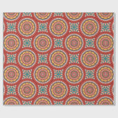 Orange Burgundy and Yellow Circle Mandala Geschenkpapier (Flach)