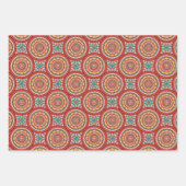 Orange Burgundy and Yellow Circle Mandala Geschenkpapier Set (Vorderseite)