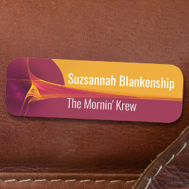 Orange Burgundy Blast Streaked Background Name Tag Namensschild