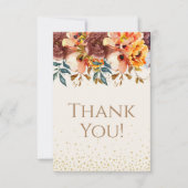 Orange Burgundy Floral Geburtstag Vielen Dank Dankeskarte (Vorderseite)
