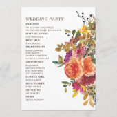 Orange Burgundy Floral Wedding Program Bridal Programm (Rückseite)