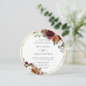 Orange Burgundy Ivory Blumengrün Hochzeit Einladung (Stehend Vorderseite)