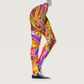 Orange, Burgundy Psychedelic Blume Design Legging Leggings (Rechts)