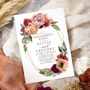Orange Burgundy Red Fall Engagement Party Einladung