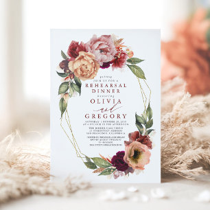 Orange Burgundy Red Fall Probe Dinner Einladung