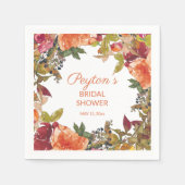 Orange Burgundy Rust Floral Brautparty Serviette (Vorderseite)