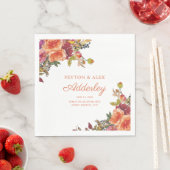 Orange Burgundy Rust Watercolor Blumenhochzeit Serviette (Beispiel)