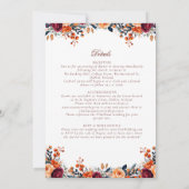 Orange Burgundy Rustic Floral Katholic Wedding Einladung (Rückseite)