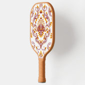 Orange Burgundy White Damask Floral Pickleball Schläger (Links)