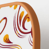 Orange Burgundy White Damask Floral Pickleball Schläger (Linke Seite)