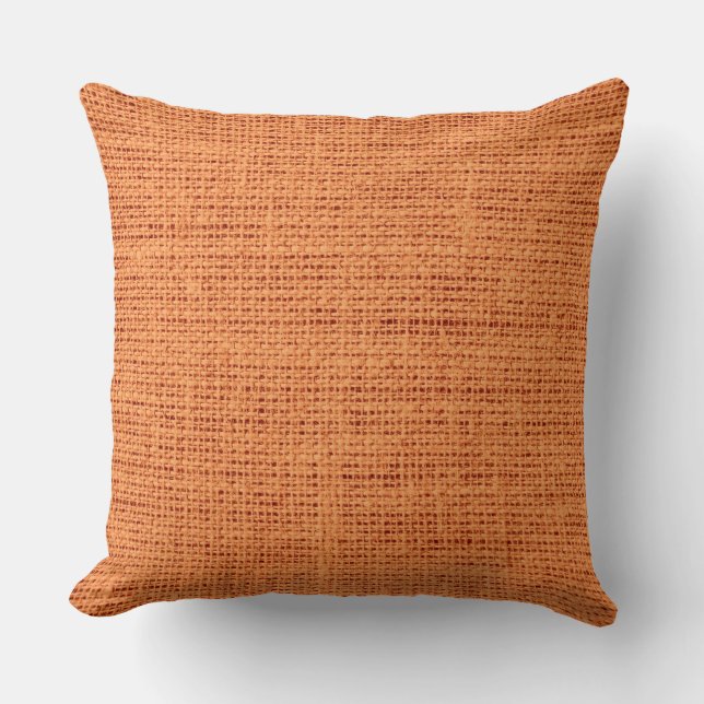 Orange Burlap Linen Rustic Jute Kissen (Vorderseite)
