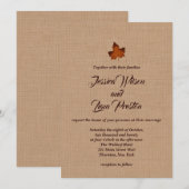 Orange Burlap Maple Leaf Hochzeit Einladung (Vorne/Hinten)