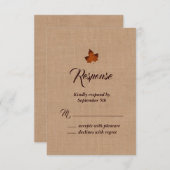 Orange Burlap Maple Leaf UAWG RSVP Karte (Vorne/Hinten)