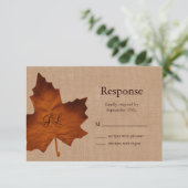 Orange Burlap Mit Monogramm UAWG RSVP Karte (Stehend Vorderseite)