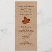Orange Burlap Mit Monogramm Wedding Program Programm (Vorderseite)