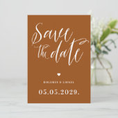 Orange Burnt Pink Save the Date Einladung (Stehend Vorderseite)