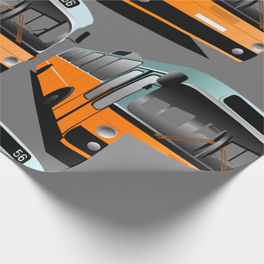 Orange Bus Geschenkpapier