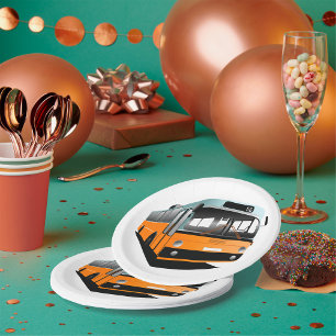 Orange Bus Pappteller