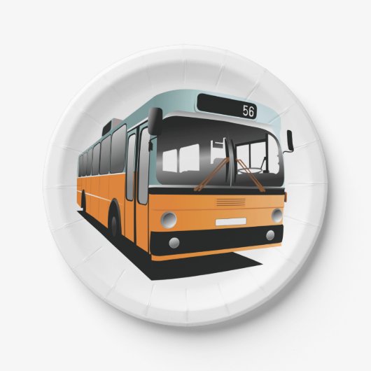Orange Bus Pappteller (Vorderseite)