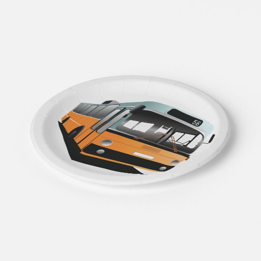 Orange Bus Pappteller (Schrägansicht)